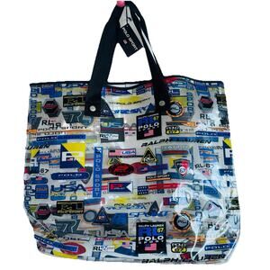 Vintage NEW Polo Sport Ralph Lauren XL Clear PVC Racing Jacket Tote Bag Mens Uni